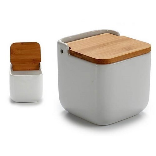 SALERO CERAMICA BLANCO TAPA BAMBU